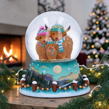 Load image into Gallery viewer, Highland Cow Snow Globe Christmas Winter Scottish Cattle Family Ornament