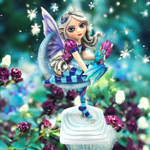 Laden Sie das Bild in den Galerie-Viewer, Mystical Winter Fairy Figurine & Dragon Crescent Moon Fantasy Gothic Ornament