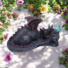 Load image into Gallery viewer, Whimsical Resin Dragon Collectible with Butterfly – Handcrafted 19cm Fantasy Decor