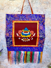 Load image into Gallery viewer, Tibetan Victory Banner, Embroidered Brocade Silk & Cotton Wall Hanging, Traditional Spiritual Decor, Meditation Art, 27x41cm-OsirisTradingUK