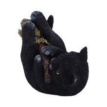Load image into Gallery viewer, Witchcraft Cat Riding Broom Figurine Gothic Black Kitten Wiccan Fantasy Statue