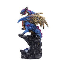 Load image into Gallery viewer, Guardian Blue Dragon Figurine and Eggs Fantasy Statue Gothic Gift Metallic Finish