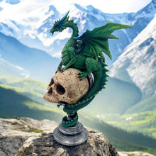 Laden Sie das Bild in den Galerie-Viewer, Green Skull Dragon Figurine - Gothic Fantasy Resin Sculpture Home Decor Ornament