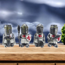 Load image into Gallery viewer, Gothic Templar Knight Collectibles – Set of 4 Mini Medieval Warrior Figurines – Fantasy Decor