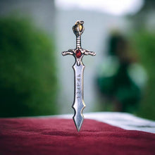 Charger l'image dans la galerie, Sword of Jotun Galraedia Pendant Necklace – Truth-Telling Power | Ruby Red Swarovski Crystal