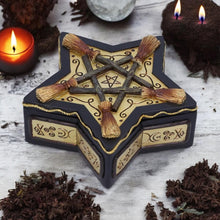 Load image into Gallery viewer, Magick Protector Wiccan Broomstick Box 16cm | Gothic Occult Decor | Hand-Painted