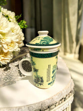 Load image into Gallery viewer, Traditional Chinese Tea Mug with Strainer and Lid - Ceramic Infuser Cup 10cm - Asian Style Teaware