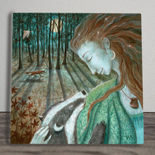 Load image into Gallery viewer, Lady Moon Serenity Ceramic Art Tile by Wendy Andrew 20X20 cm – Ready to Hang Wall Art in Box