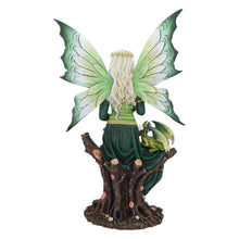 Load image into Gallery viewer, Enchanting 49.5cm Green Fairy Figurine with Dragon - Hand-Painted Fantasy Resin Sculpture