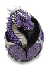 Load image into Gallery viewer, Mystical Purple Dragon Egg – Gothic Mythical Hatchling Figurine – Fantasy Decor Ornament