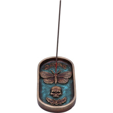 Laden Sie das Bild in den Galerie-Viewer, Dark Gothic Moth Skull Incense Stick Holder | Ornate Resin Burner Alternative Decor