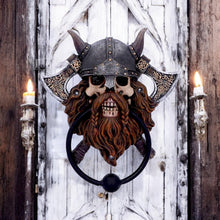 Load image into Gallery viewer, Viking Skull Door Knocker Norse Warrior Mythical Decor Gothic Home Ornament