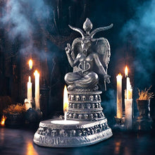 Load image into Gallery viewer, Exclusive Baphomet's Devotion Tea Light Holder – 17cm Gothic Occult Candle Holder