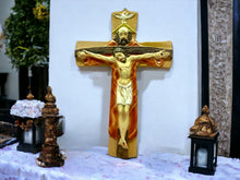 Load image into Gallery viewer, Sacred Resin Holy Trinity Wall Cross - 20cm Spiritual Crucifix with Divine Figurines, Religious Home Decor, Blessed Wall Hanging-OsirisTradingUK