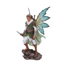 Load image into Gallery viewer, Enchanting Forest Elf Warrior Figurine Male Fairy Statue with Swords & Majestic Wings