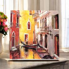 Load image into Gallery viewer, VENICE MORNING Ceramic Art Tile by Brent Heighton – 20x20 cm Ready to Hang Italian Gondola Wall Decor