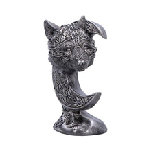 Load image into Gallery viewer, Celtic Crescent Wolf and Moon Ornament Knotwork Sculpture ancient symbolism