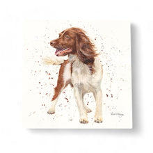 Load image into Gallery viewer, STORM SPRINGER SPANIEL Ceramic Art Tile by Bree Merryn - 20x20 cm Wall Décor - Ready to Hang