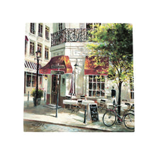 Load image into Gallery viewer, THE CREPE HOUSE Ceramic Art Tile by Brent Heighton – 20x20 cm Wall Art, Ready to Hang – Parisian Café Scene