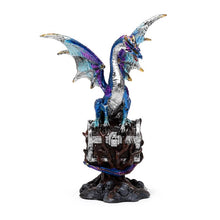 Load image into Gallery viewer, Blue Dragon Guardian Figurine - Gothic Fantasy Resin Sculpture Decor 19cm