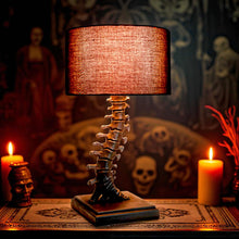 Laden Sie das Bild in den Galerie-Viewer, Gothic Vertebrae Table Lamp Spine Light with Shade Halloween Horror Decor