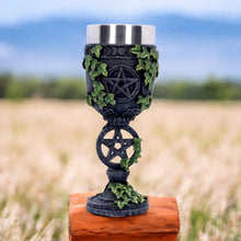 Load image into Gallery viewer, Wiccan Ivy Goblet with Pentagram Symbol 19.5cm - Gothic Pagan Chalice Gift