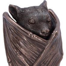 Load image into Gallery viewer, Bronze Bat Snuggle Box 8.5cm | Hand-Painted Gothic Decor | Cast Resin Bat Storage