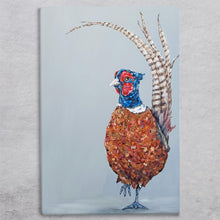 Load image into Gallery viewer, OH PLUCK IT Ceramic Art Tile by Sam Fenner 30x20 cm – Ready to Hang, Quirky Pheasant Design, Unique Home Decor Gift