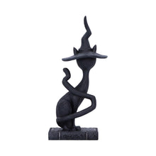 Laden Sie das Bild in den Galerie-Viewer, Gothic Witch Cat Ornament Crescent Moon & Star Decor Spooky Wiccan Figurine