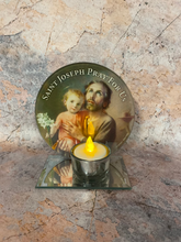 Load image into Gallery viewer, Sacred Saint Joseph and Child Jesus Glass Votive Candle Holder - Devotional Christian Altar Piece for Prayer and Reflection-OsirisTradingUK