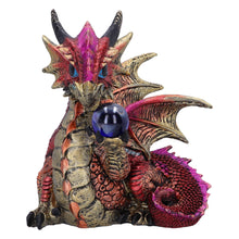 Load image into Gallery viewer, Fantasy Red Dragon Figurine Holding Orb Mythical Beast Figurine Gothic Decor