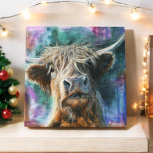 Load image into Gallery viewer, HECTOR HIGHLAND COW Ceramic Art Tile by PANKHURST GALLERY 20x20cm Ready to Hang - Boxed