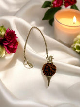 Load image into Gallery viewer, Rudraksha Dowsing Pendulum with Clasps - Natural Energy Healing Tool, 22cm Chain Length