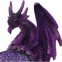 Laden Sie das Bild in den Galerie-Viewer, Mystical Purple Dragon Figurine with Glitter Geode Fantasy Ornament Collectors Gift