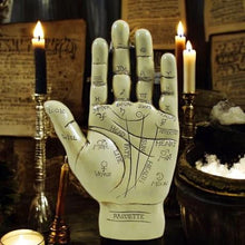 Load image into Gallery viewer, Palmistry Hand Sculpture with Guide - Resin Fortune Telling Decor, Mystical Occult Palm Reading Tool, Astrology Gift