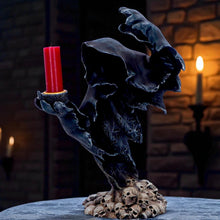 Laden Sie das Bild in den Galerie-Viewer, Dark Reaper Candle Stand Gothic Horror Skull Pile Sculpture Halloween Decor