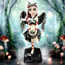 Laden Sie das Bild in den Galerie-Viewer, Gothic Fairy Figurine & Skull Dark Fantasy Decor Feathered Wings Mythical Ornament