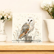 Load image into Gallery viewer, OSWALD Barn Owl Art Tile by Bree Merryn - Ceramic Wall Decor 20x20 cm Ready to Hang - Perfect Gift