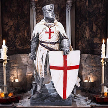 Load image into Gallery viewer, Templar Knight Figurine Medieval Sculpture with Shield and Axe Historical Statue Decor
