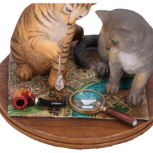Load image into Gallery viewer, Purrlock Holmes Figurine LP Fantasy Cat Detective Decor Gothic Wiccan Alter Art