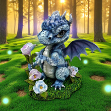Load image into Gallery viewer, Fantasy Dragon Ornament Blue Resin Baby Dragon Figurine Gothic Collectible 13.5 cm
