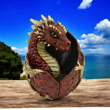 Load image into Gallery viewer, Mythical Red Dragon Egg – Fantasy Collectible Hatchling – Gothic Decor Dragon Ornament
