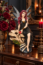 Load image into Gallery viewer, Gothic Fairy on Dinosaur Skull Figurine 25cm Dark Fantasy Statue Ornament Decor