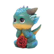 Load image into Gallery viewer, Cinders Mini Dragon Statue Whimsical Mythical Creature Rose Shelf Display Art