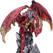 Laden Sie das Bild in den Galerie-Viewer, Mythical Red Dragon Figurine with Led Light Prism Crystal Gothic Guardian Statue
