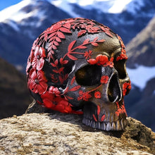 Load image into Gallery viewer, Age of Opium Poppy Skull Figurine Gothic Art Ornament by Nemesis Now New and Boxed