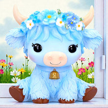 Load image into Gallery viewer, Moo Crew Bluebell Blue Flower Cow Figurine Cute Farmhouse Ornament Decor
