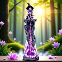 Load image into Gallery viewer, Enchanting Fantasy Dragon Incense Burner with Mystical Purple Geode Crystal Gift