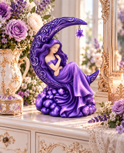 Charger l'image dans la galerie, Purple Fairy Crescent Moon Figurine Fantasy Celestial Ornament Gothic Decor 17.8cm