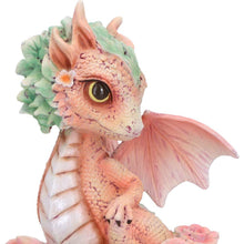 Load image into Gallery viewer, Adorable Baby Dragon Figurine Pink & Green with Roses – Fantasy Resin Ornament 11cm